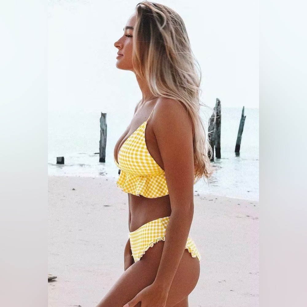 Yellow gingham bikini NWOT